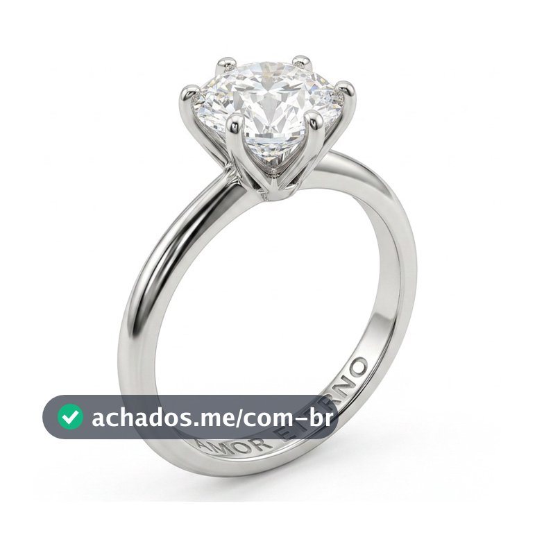 Anel Solitário Feminino Prata 925 Legítima Zircônia Premium 6mm Amor Eterno