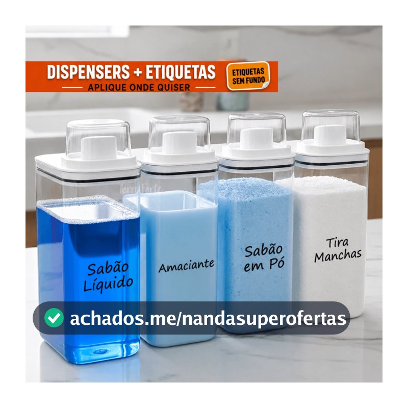 Organizador Lavanderia Dispensers 2,3L 1,5L Porta Sabão em Pó Líquido Amaciante Kit/Indv