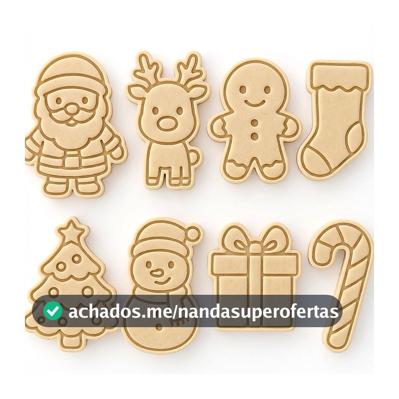 kit com 8 peças de cortador e marcador de biscoitos de natal/papai noel/arvore de natal