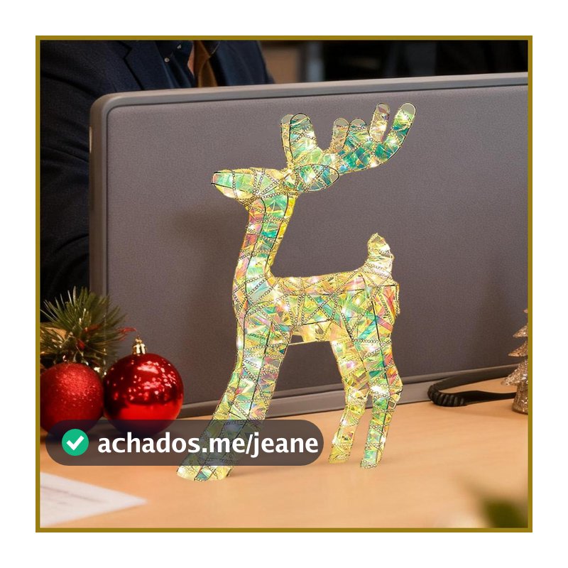 Decorações De Renas De Natal Iluminadas , Estatueta Decorativa De Cervo Para Férias , Rena Ao Ar Livre Com Luz LED fuanb
