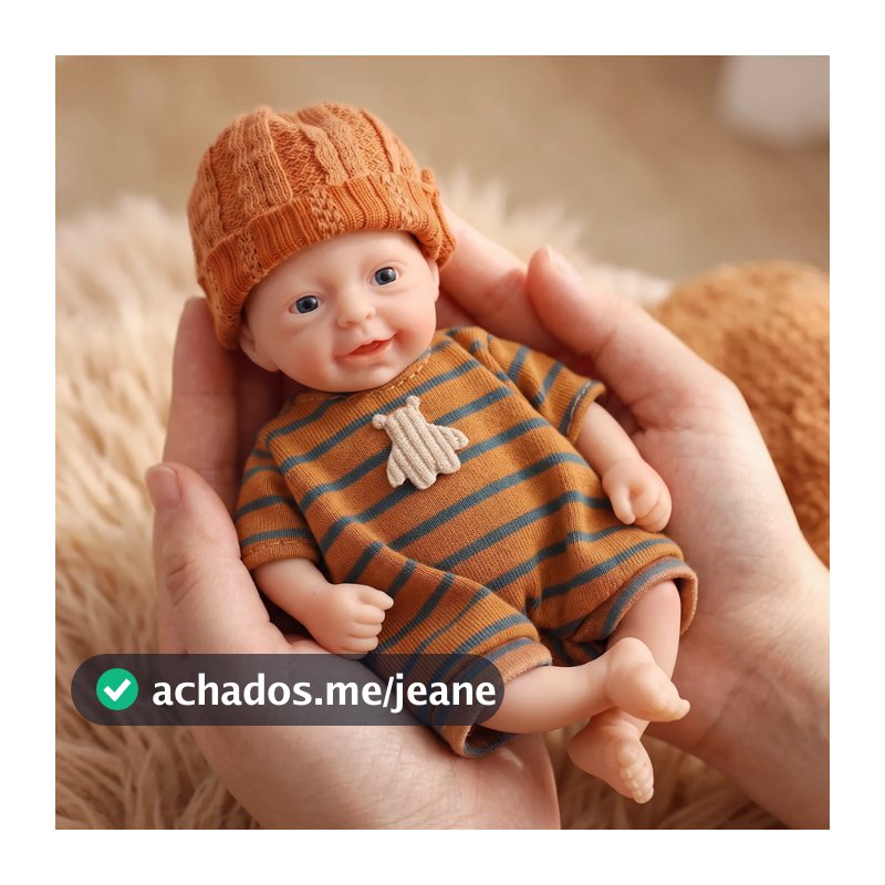 Boneca Bebê Reborn 15cm Silicone Solido Menino Olho Azul