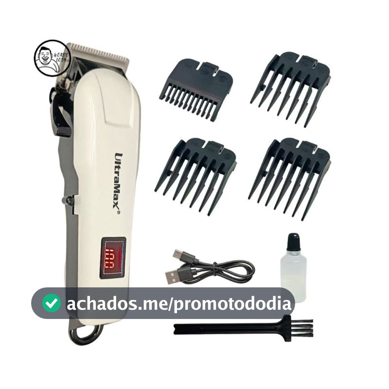 Maquina de Cortar Cabelo Profissional Recarregavel Display Digital Sem Fio Portátil