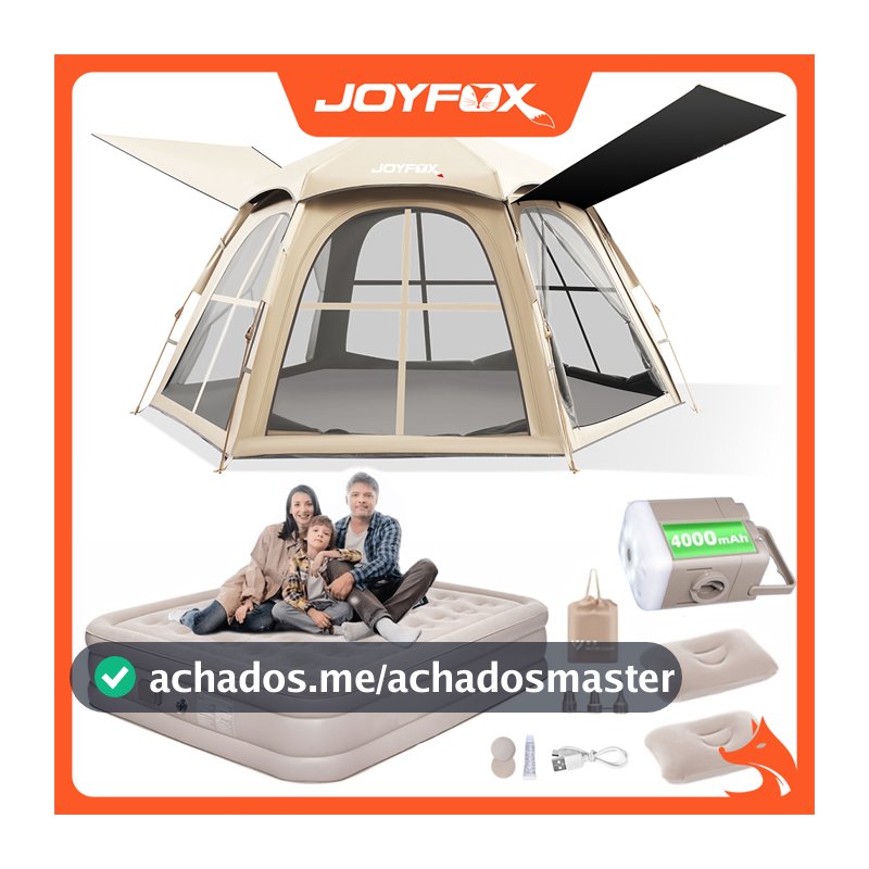 Barraca Camping+Colchão Inflável Casal JOYFOX Cama Com Bateria De Lítio Integrada 20315444cm