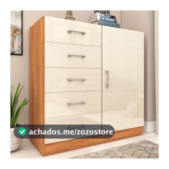 Cômoda Paolo 5 Gavetas 1 Porta Sapateira  Shark Móveis
