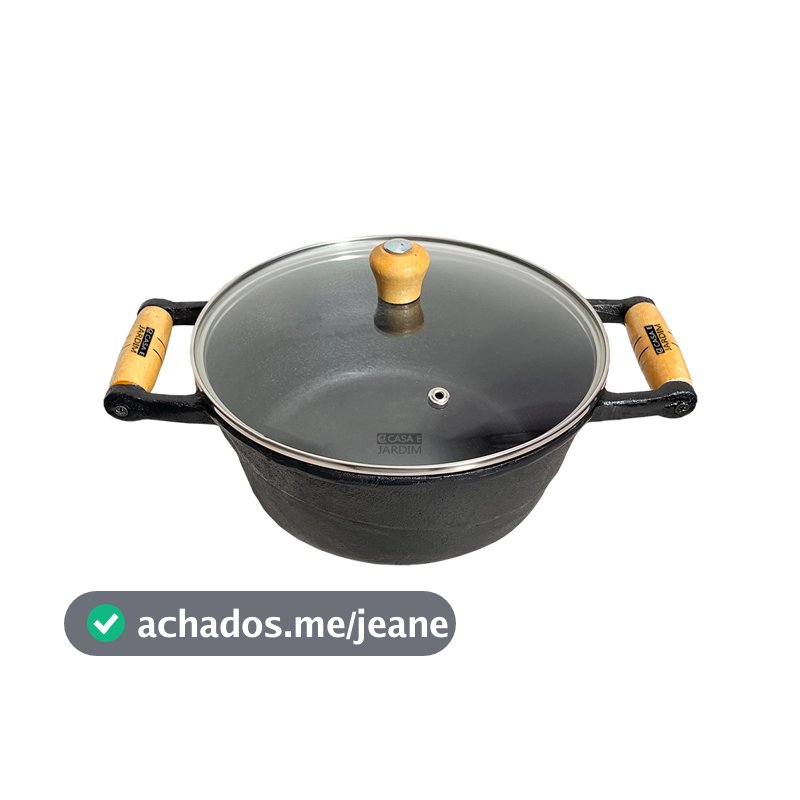 Panela De Ferro Fundido Caçarola 14cm  Com Tampa De Vidro
