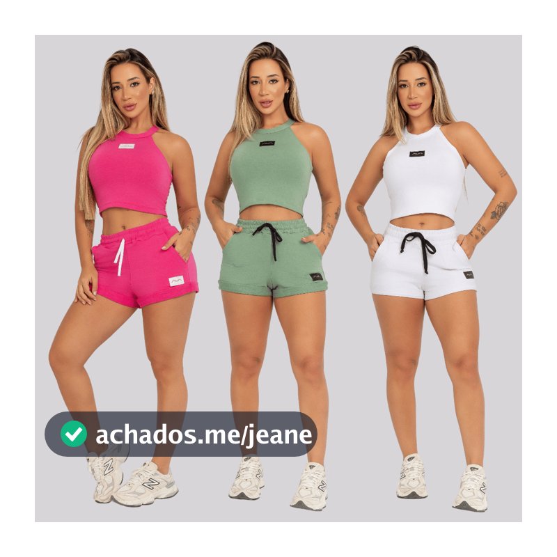 Conjunto Moletinho Feminino Moletom Academia Comfy Cropped e Short AVA Fitness