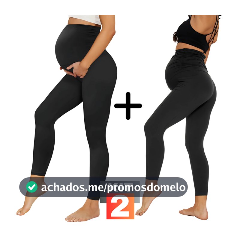 Kit 2 Legging gestante calça grávida maternidade suplex conforto barriga cós alto plus size curva