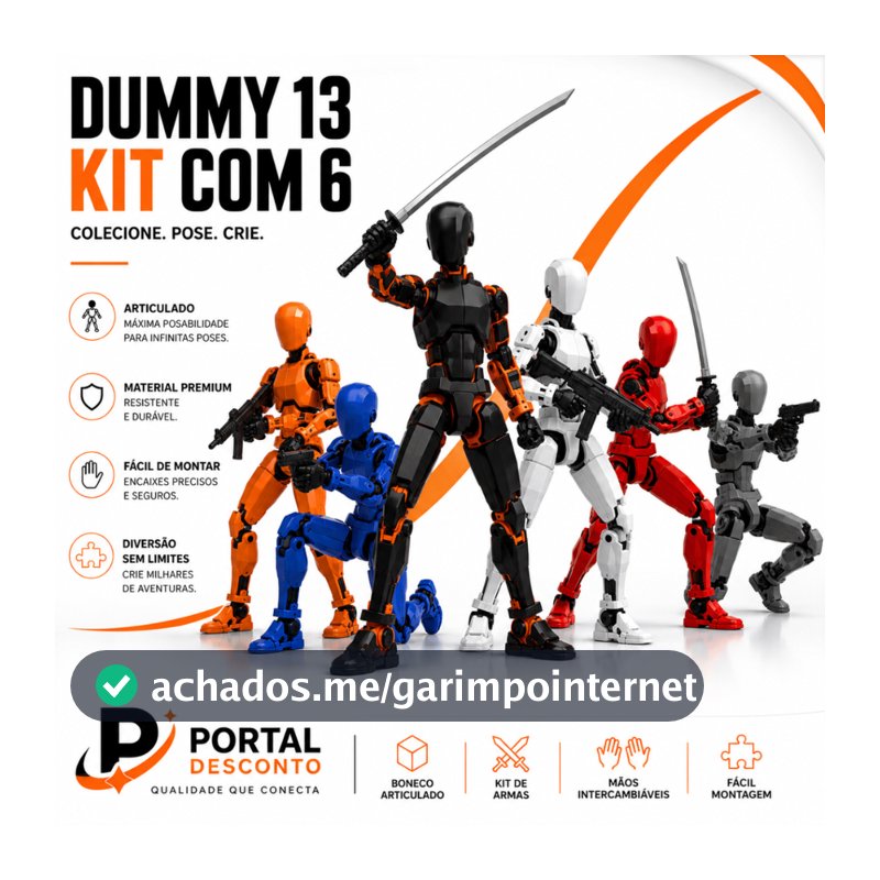 Boneco Dummy 13 Articulado com Acessórios Kit Completo Brinquedo Montar Figura de Ação Anti Stress