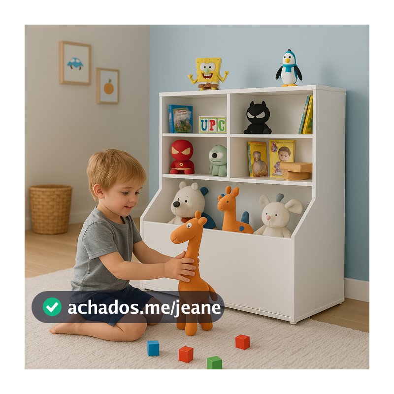 Estante Infantil com Caixas e Prateleiras para Guardar Brinquedos – MDF Branco