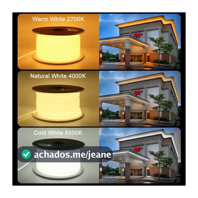 Mangueira Led Neon Cob 3528 1 a 10 metros 288Leds/m Alta Densidade Flexível Branco Quente, Neutro, Frio