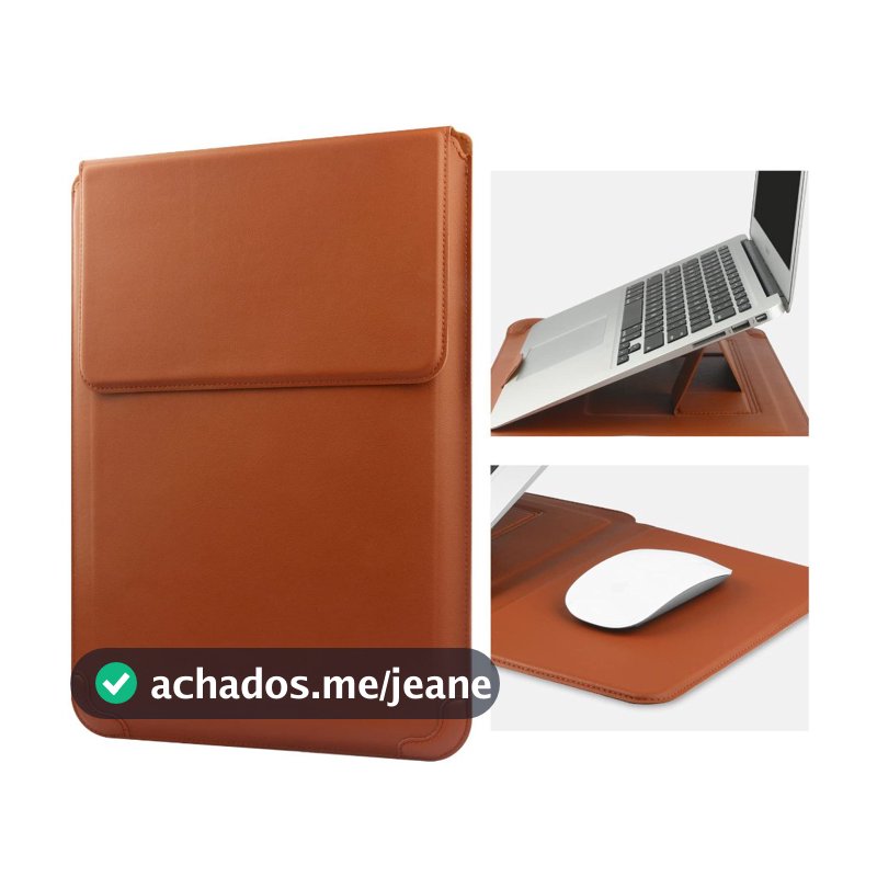 Capa de Couro PU Multiuso para  13-16 Polegadas com Suporte para Escritório e Estudo