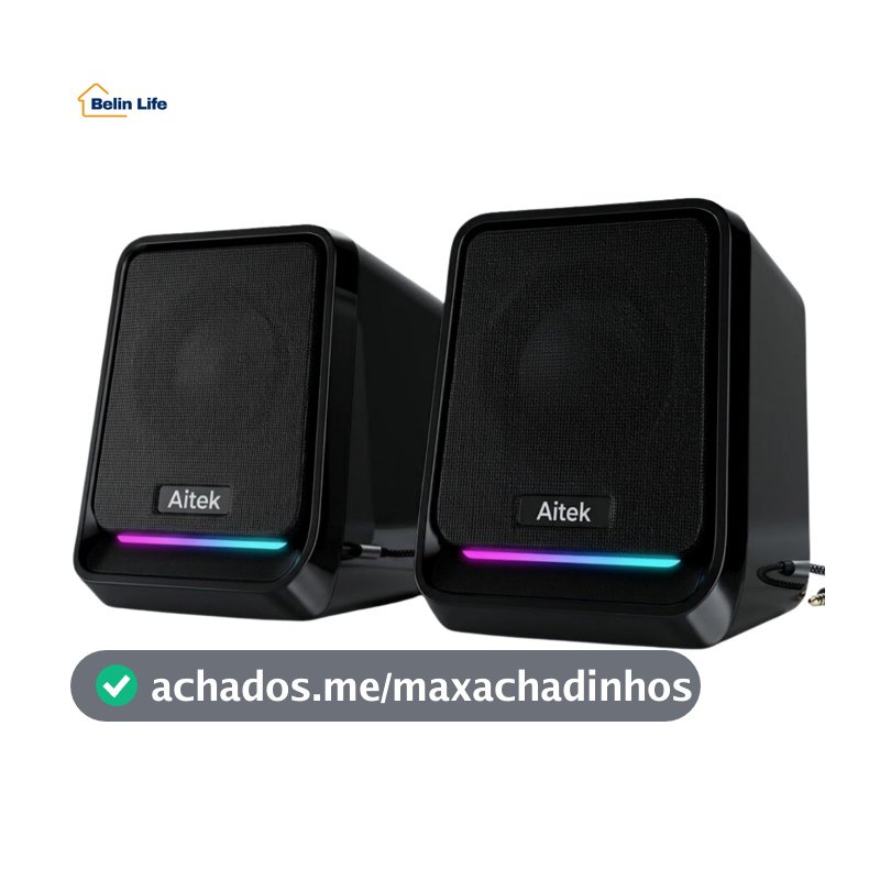 Caixa de Som Gamer RGB para PC e Notebook Estéreo 10W Potente P2 USB