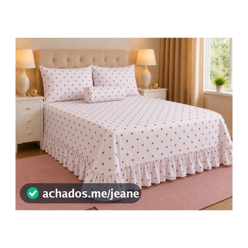 Lençol Casal Queen 600 Fios C/ Babado Toque de algodão Com 2 Fronha 2,30x2,50