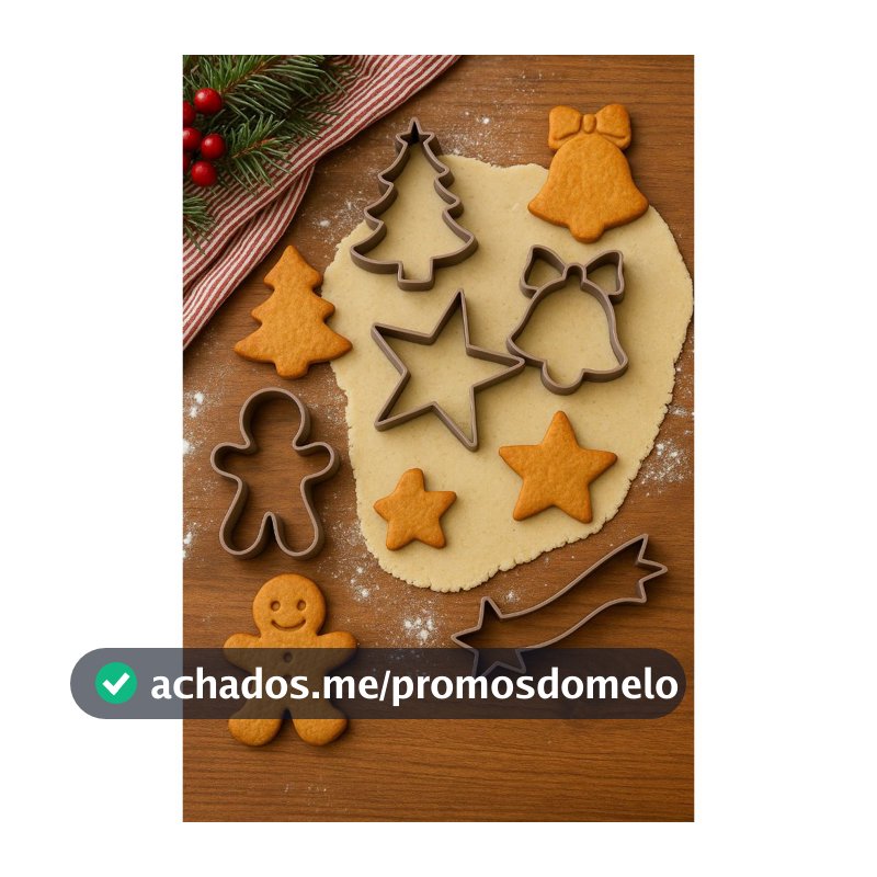 KIT C/5 Cortador Massas Biscoito natalino Pasta Americana Artigo de Confeitaria Natal Biscoito
