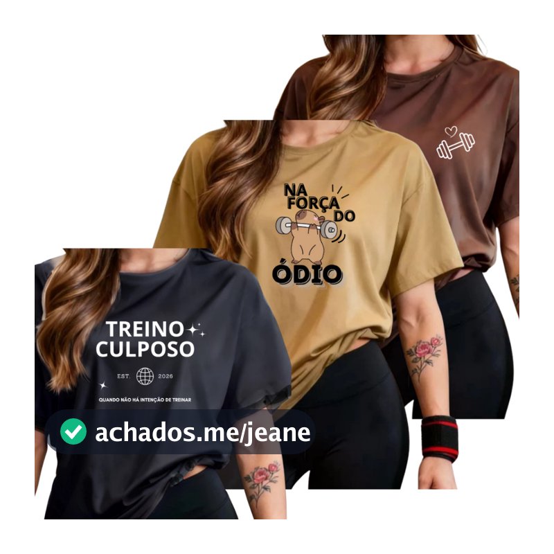 Kit 3 Camisetas Femininas Fitness 100% Algodão Academia Conforto Premium Resistente Estampada