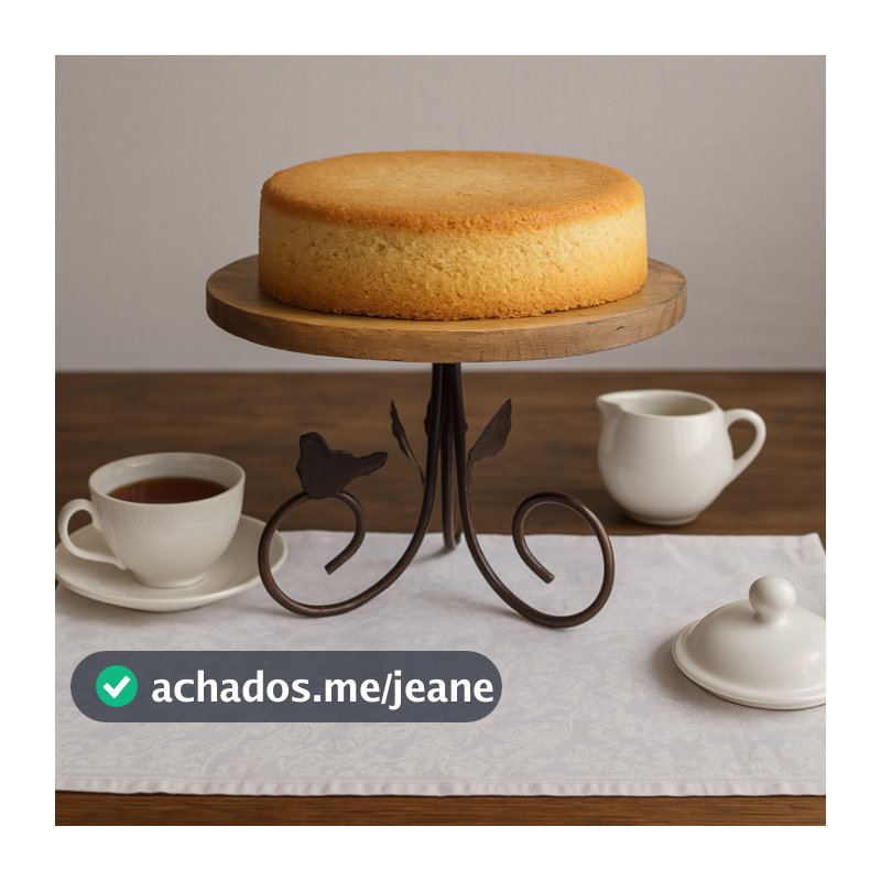 Suporte Boleira Decorativa Ferro com Madeira Pinus Rústica Grande para Mesa Bolo Doces Farmhouse