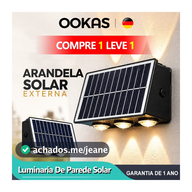 OOKAS 30X Lâmpada Arandela Solar Externa Parede Luminaria Solar Para Jardim Luz Solar Iluminação Outdoor Waterproof IP65