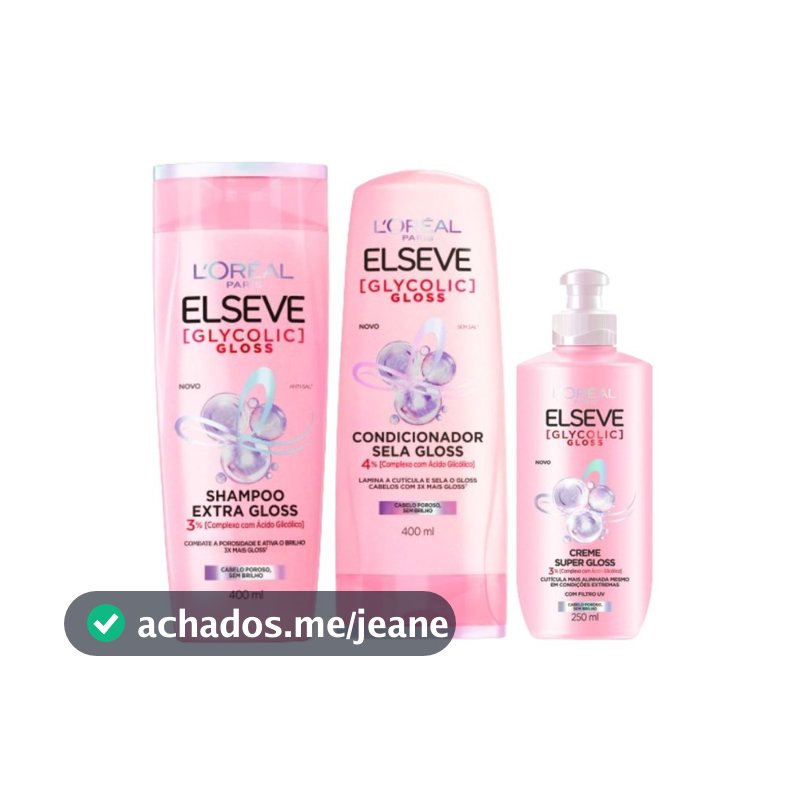Kit Glycolic Gloss - Shampoo 400ml + Condicionador 400ml + Creme para Pentear 250ml