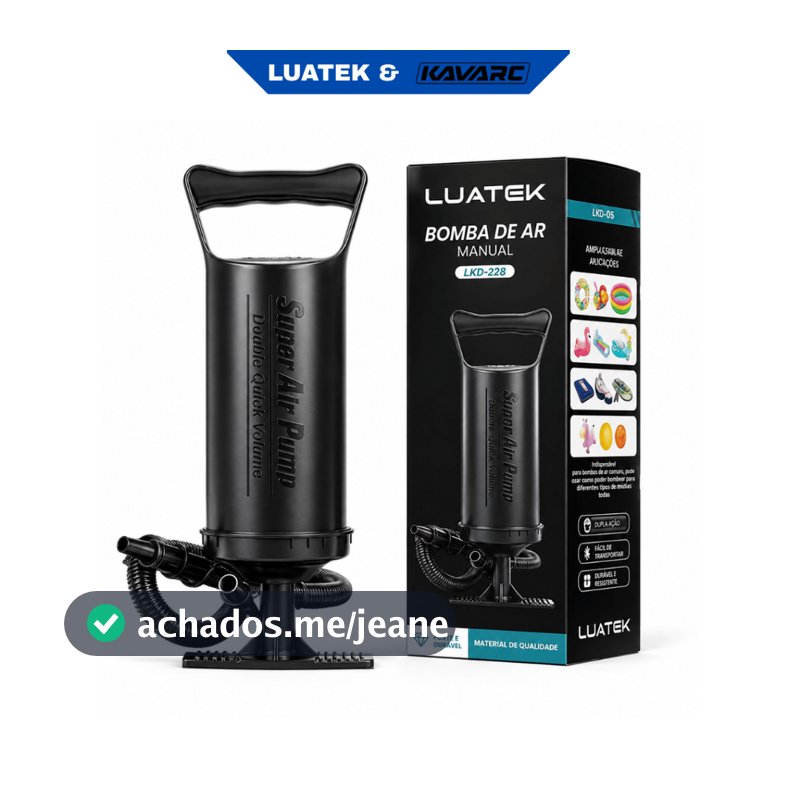 Bomba de Ar Manual Dupla Ação Inflador para Colchão Inflável Piscina Boia Barco com 3 Adaptadores LUATEK