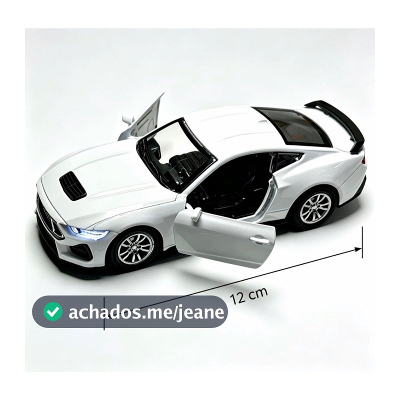 Miniatura Ford Mustang GT 2023 1:38 Carro de Metal com Som, Luz e Portas que Abrem