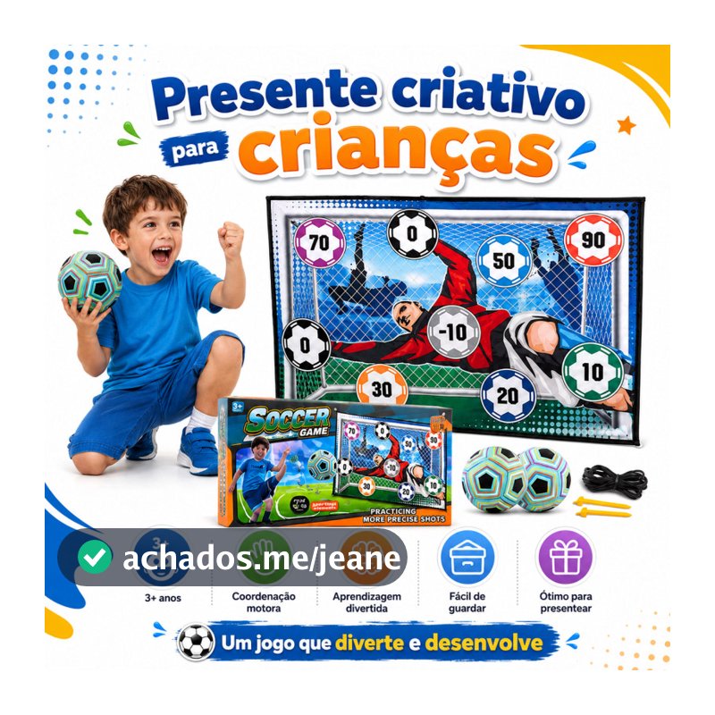 Jogo de Futebol Infantil Alvo de Chute com Bola Macia Brinquedo Educativo de Pontuação para Crianças