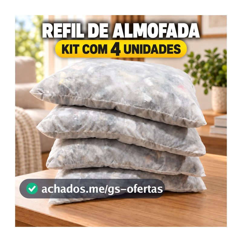 Kit 4 Refil de Almofada Sofá 45x45cm Enchimento de Espuma Mista
