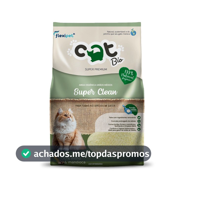Areia Higiênica Biodegradável Catbio 4 Kg - Super Clean - Grãos Médios