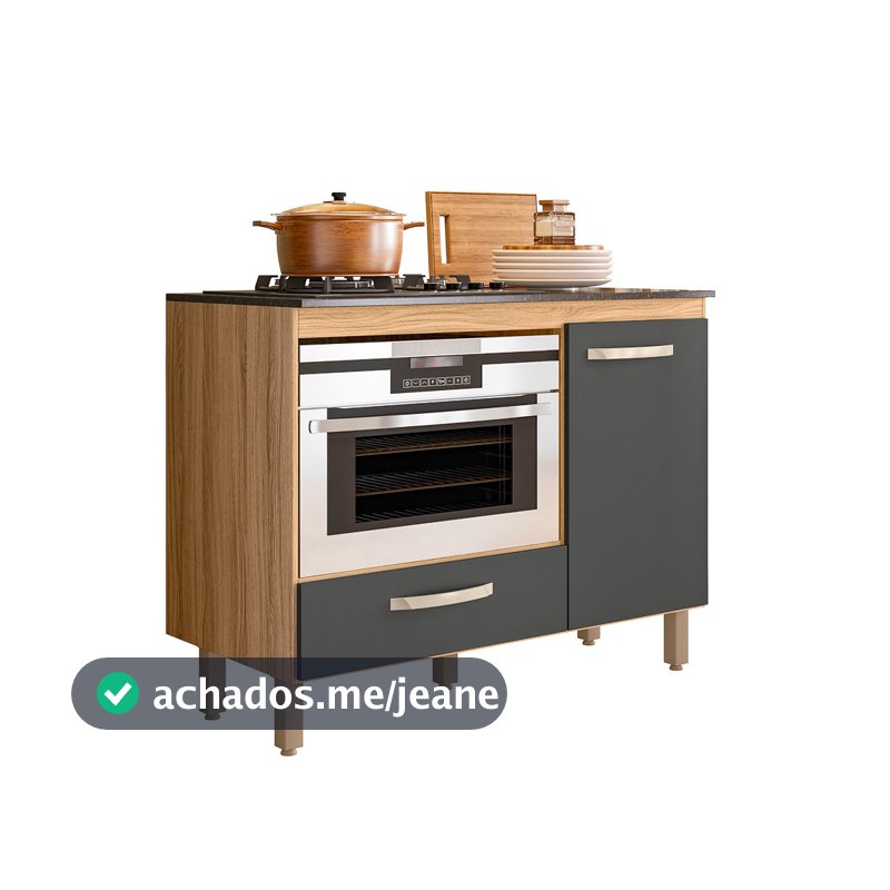 Balcão Cooktop 4 ou 5 Bocas e Forno Fit com Porta e Gaveta