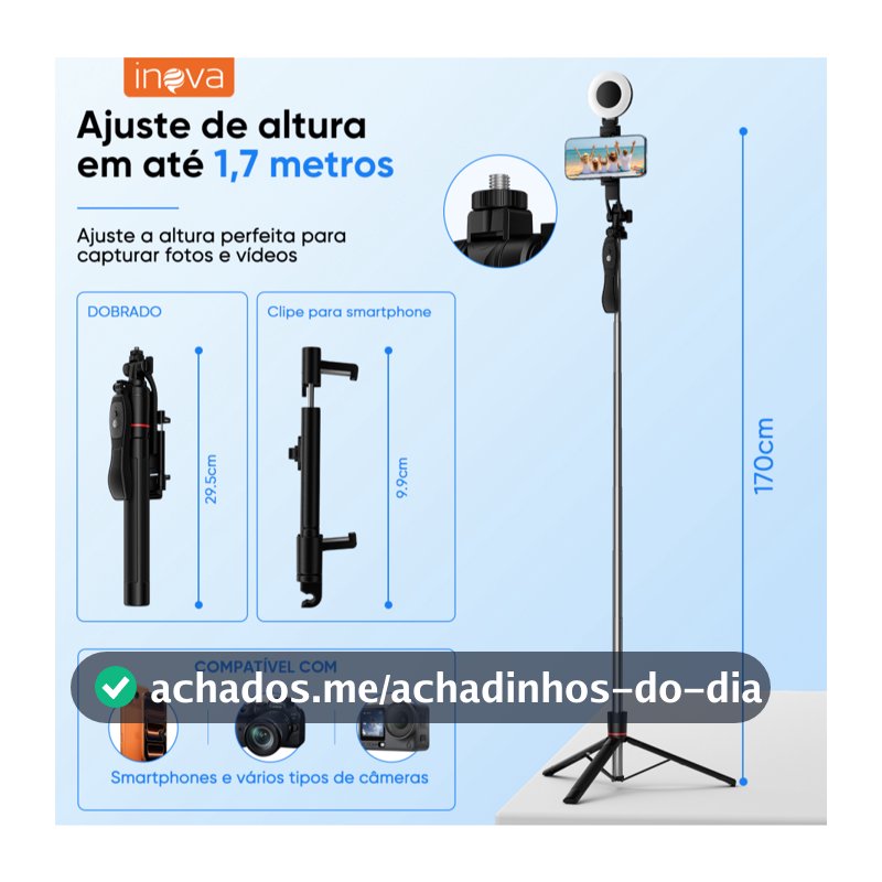 Suporte para Selfie Inova SPO-13370A Portátil e Ajustável