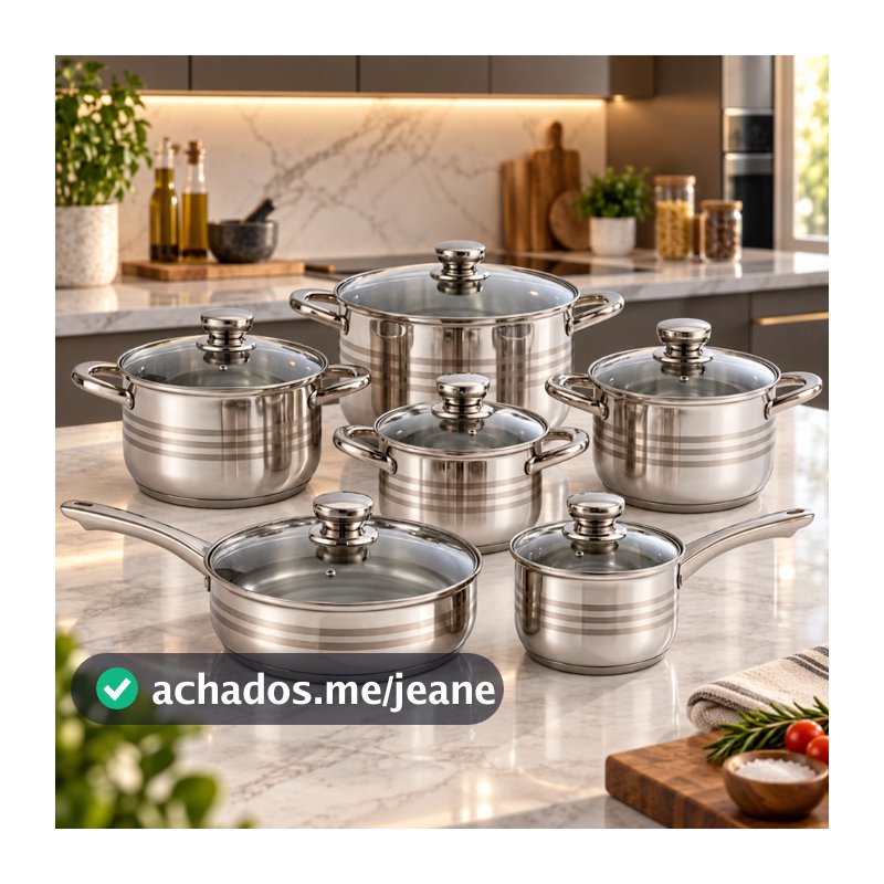Jogo de Panelas Galya 12 Peças Kit de Panelas Aço Inox Fundo Triplo original