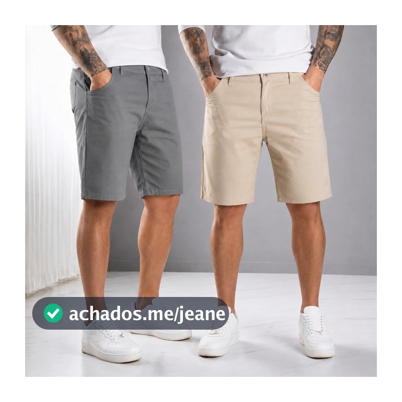 KIT Com 2 Bermuda Sarja Masculino Slim Brim Premium Direito Da Fábrica
