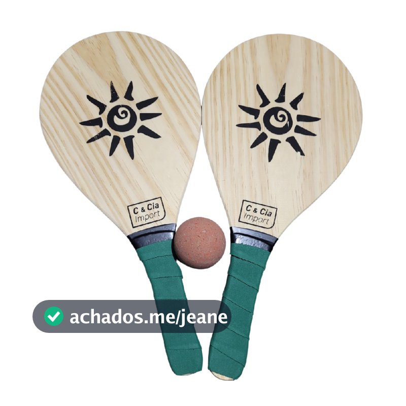 Kit Jogo Frescobol Tênis De Praia 2 Raquetes Madeira + Bola