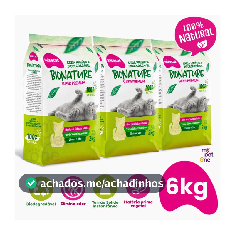 Areia Biodegradável Para Gatos Bionature Grossa Verde - 2Kg