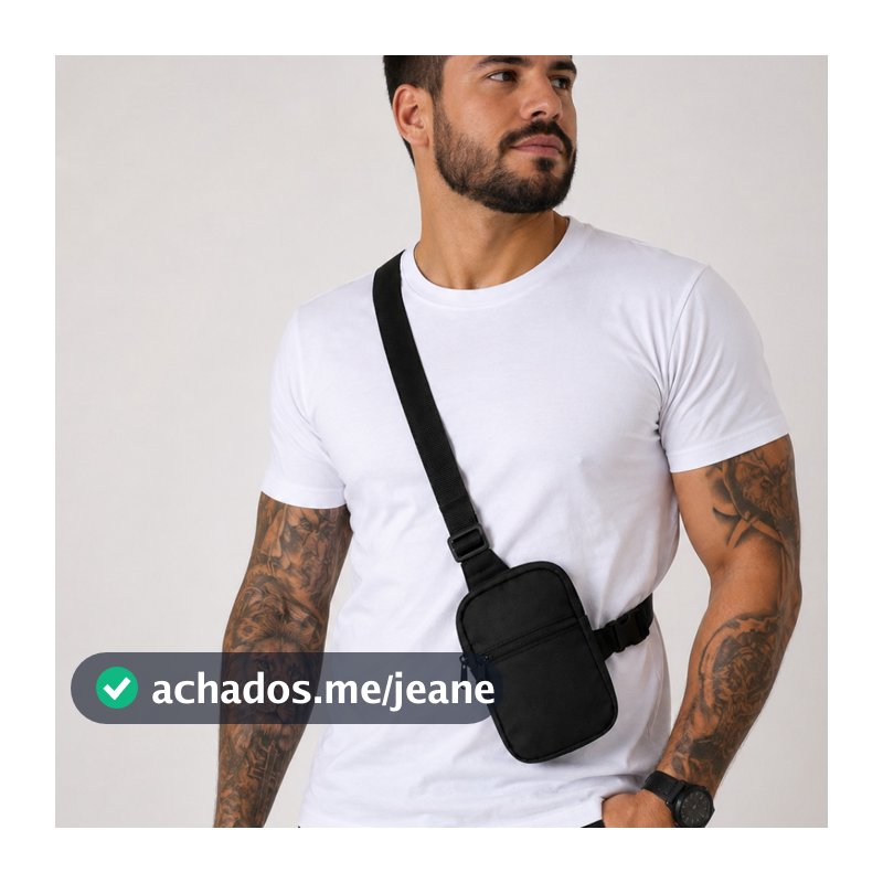 Shoulder Bag Mini Bolsa Transversal Pochete Para Celular Carteira Preta Unissex Masculina Feminina