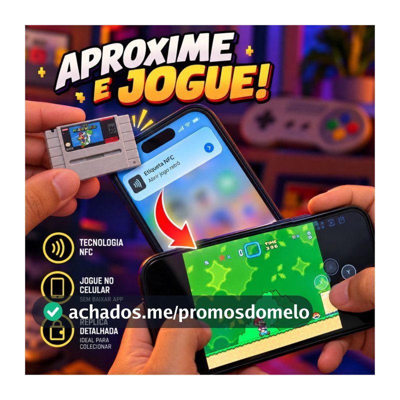 Chaveiro Mini Cartucho Fita Super Nintendo NFC - Aproxime o celular e jogue - Chaveiro Réplica SNES