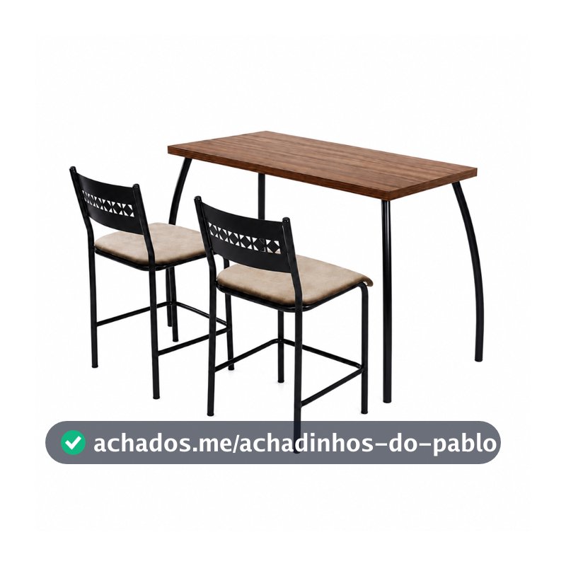 Conjunto Mesa Fit Aço Preto Com 2 Cadeiras Cozinha Apartamento