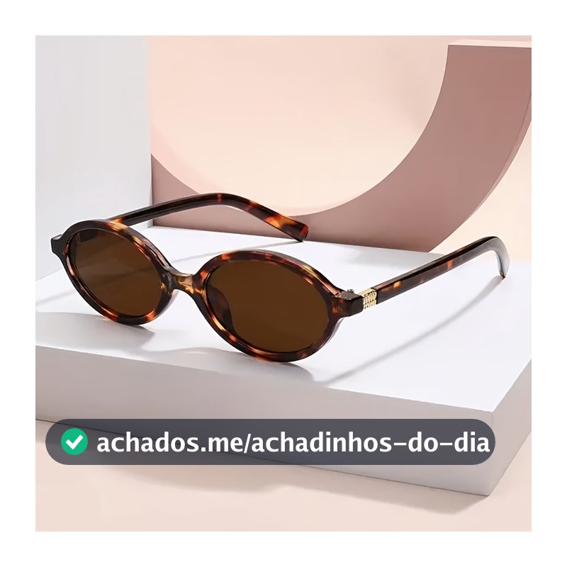 Óculos de sol feminino oval retrô, padrão tartaruga, estilo moderno