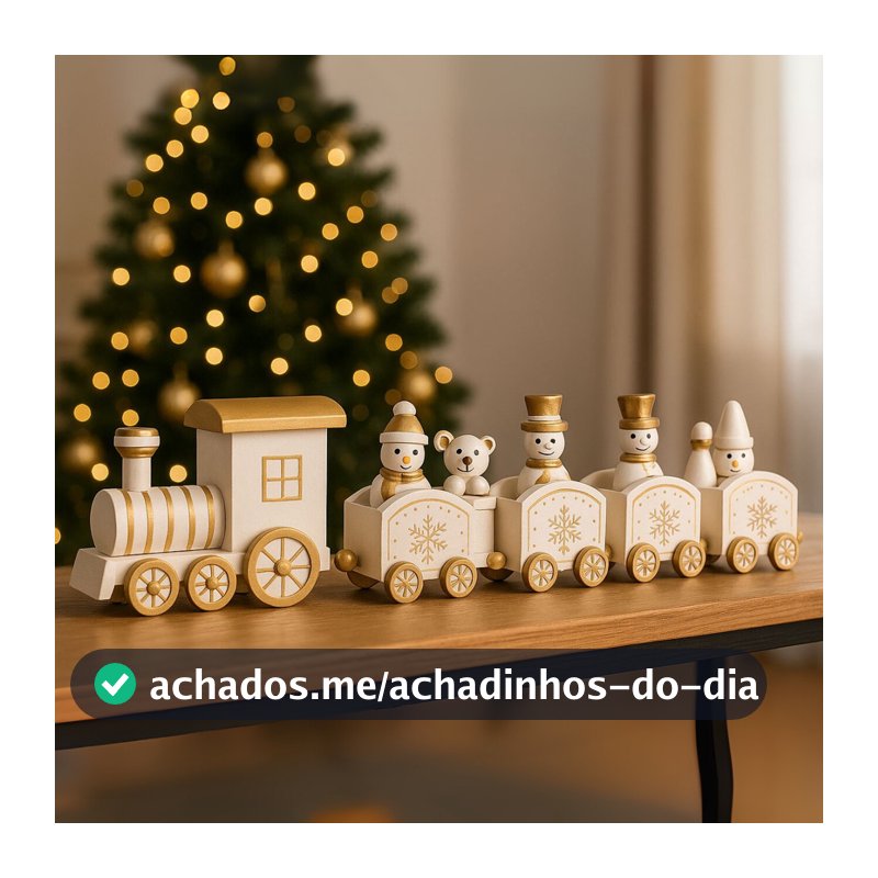 Trenzinho Locomotiva Enfeite de Natal Hf Madeira Decorativo Papai Noel Natal