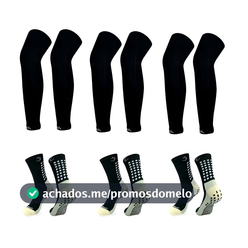 Kit 2/3 conjuntos Jcolour masculinas com caneleiras + meias de futebol antiderrapantes resistente