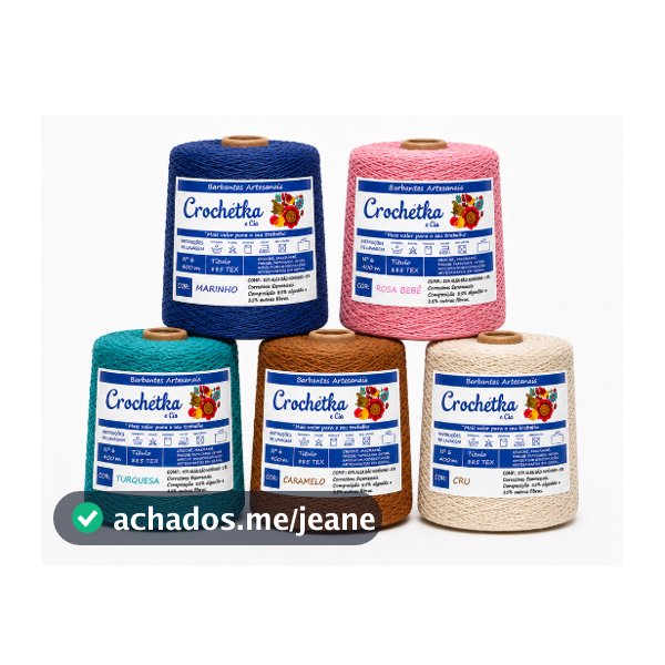 Kit 5 cones Barbantes Crochétka 1kg Para Crochê - Qualidade E Maciez - fio 6 ou fio 8