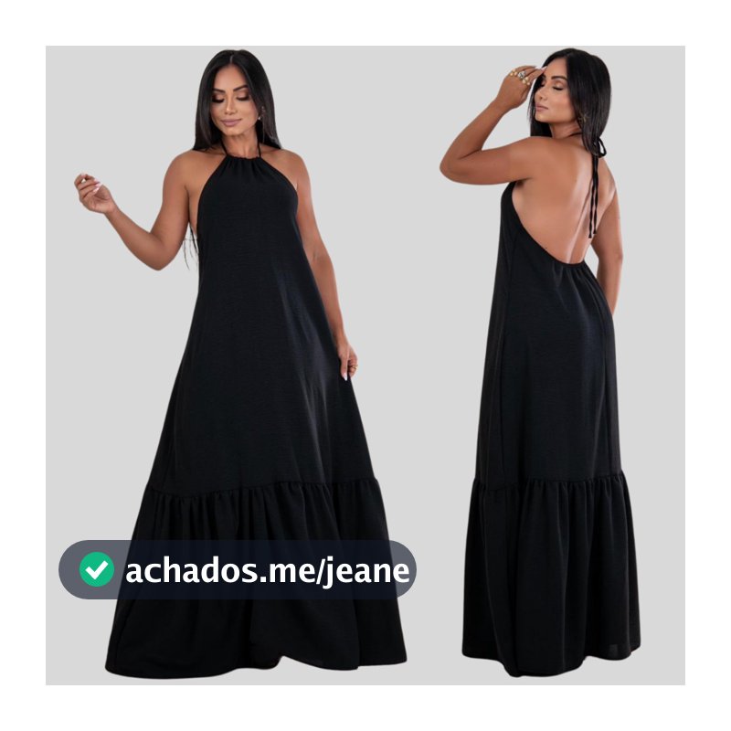 Vestido Alça Decotado Longo Luxo Feminino Com Babado Não Tem Bojo Tecido Duna