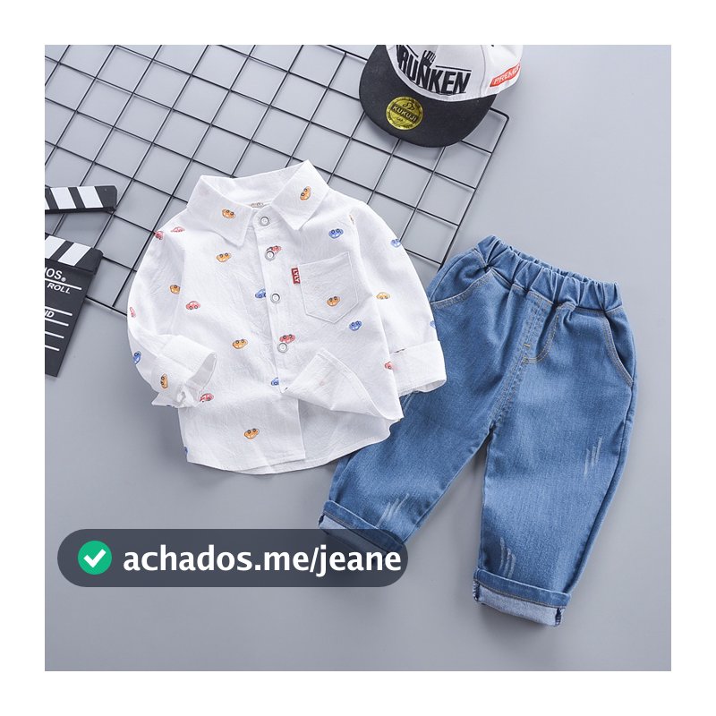 Bebê Menino 0-6 Anos De Idade Conjunto De 2 Peças Manga Longa Moda Camiseta Primavera Terno Lapela Camisa Padrão Dos Des