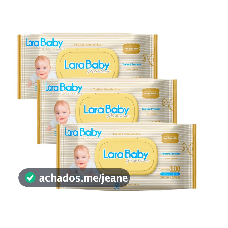 Kit C/3 Lenço Umedecido Lara Baby Premium 100 Unidades Total 300