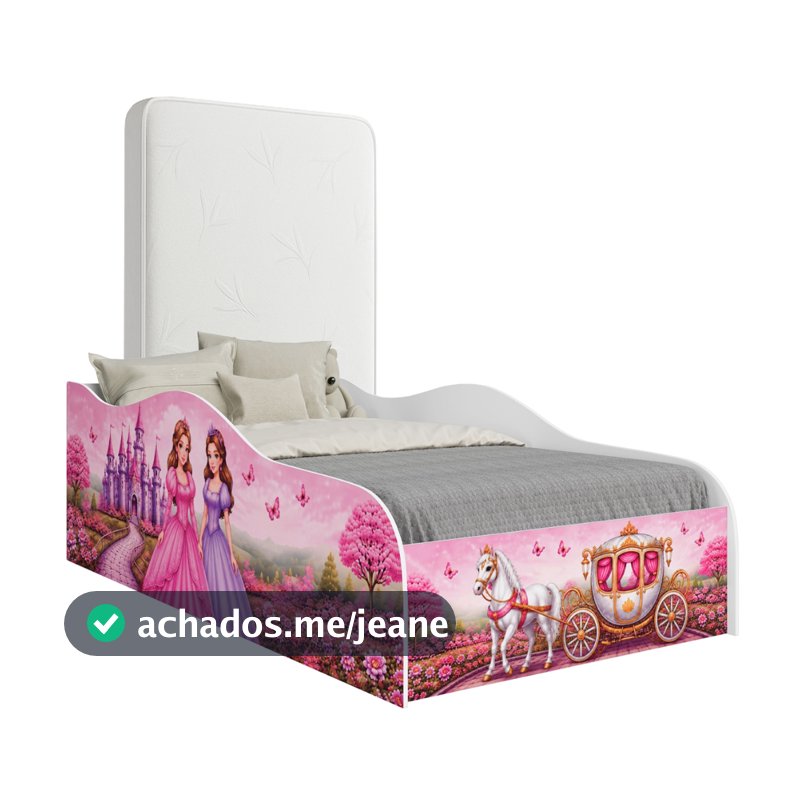 Cama Infantil Princesa Castelo Mundo Encantado com Colchão Quarto Menina Montessori Criança Proteção