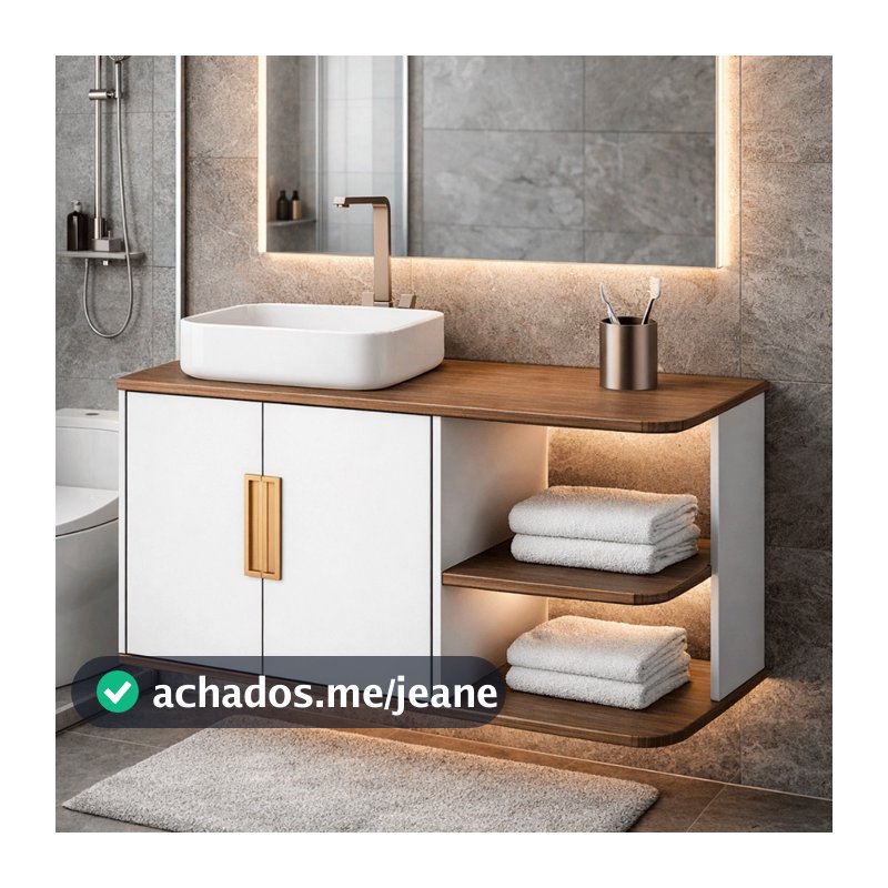 Gabinete Armario de Banheiro 100% MDF - Salerno 80cm