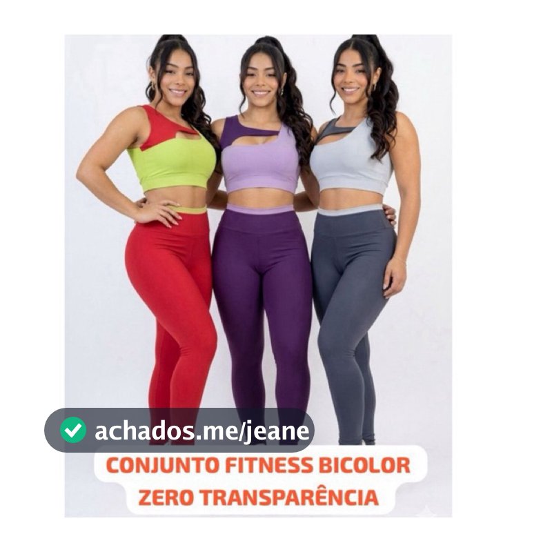 Conjunto calça ou short top Fitness Feminino Bicolor Suplex Premium Cintura Alta Zero Transparência Academia