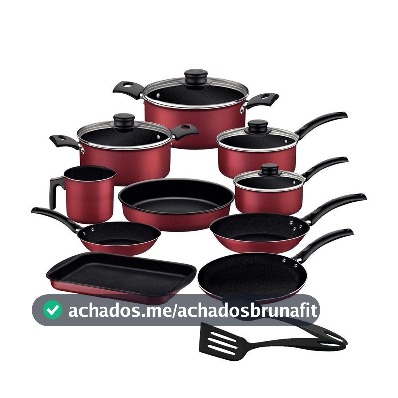 Jogo de Panela Tramontina Turim Alumínio Starflon 10 Peças Vermelho + 2 utensilios