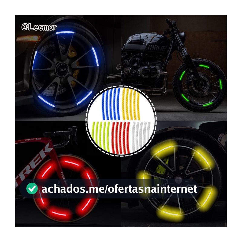 20 Adesivo Refletivo de Segurança para Rodas de Carro, Moto e Bicicleta - Faixa Noturna