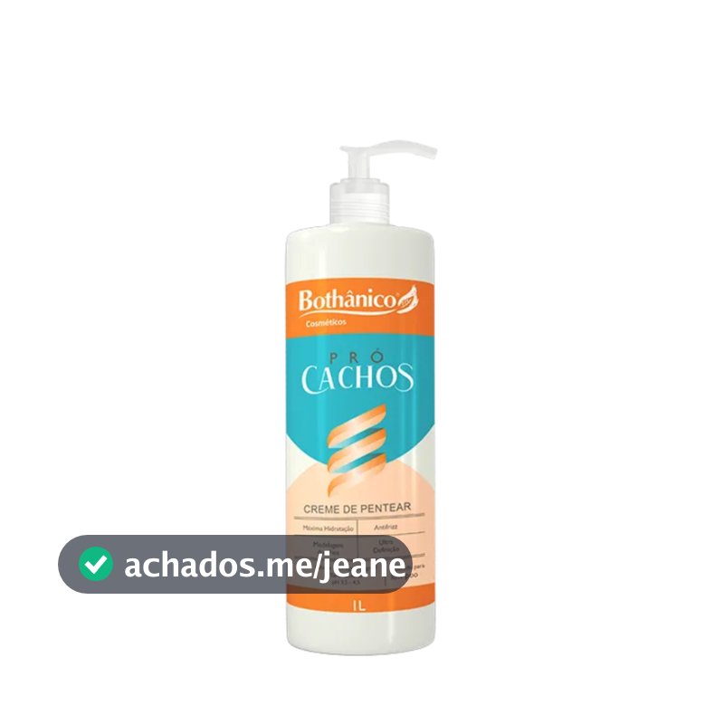 Creme De Pentear Pró Cachos 1L Cabelos Cacheados Alta Hidratação AntiFrizz Bothânico Hair Cosméticos
