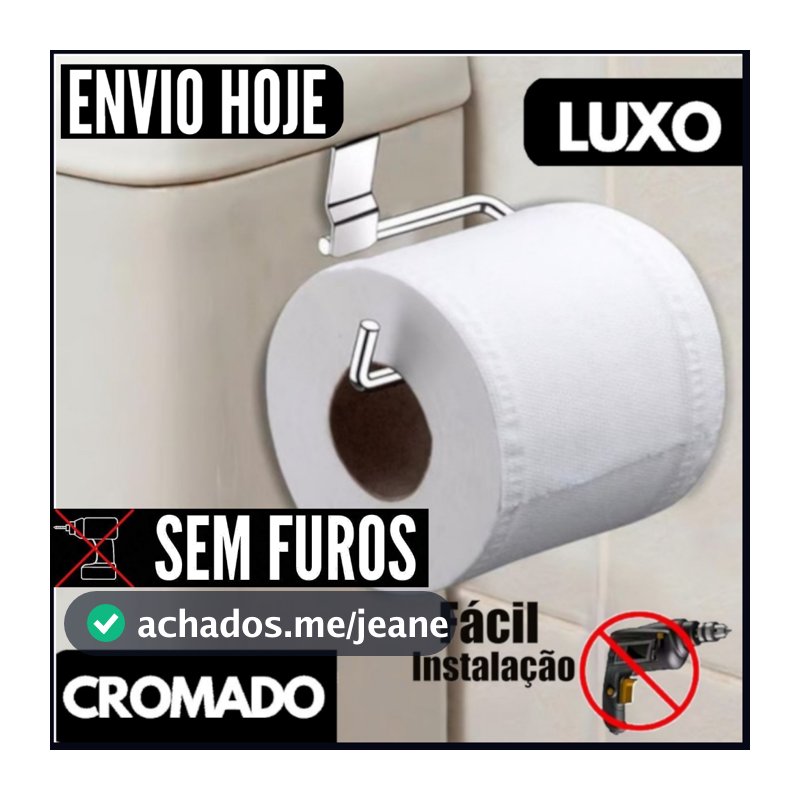 PORTA PAPEL HIGIENICO SIMPLES SUPORTE BANHEIRO P/ CAIXA ACOPLADA COR AÇO CROMADO OFERTA